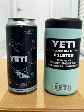Yeti Rambler Colster Tall Can Insulator - Seafoam Green with Black Lid